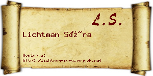 Lichtman Sára névjegykártya